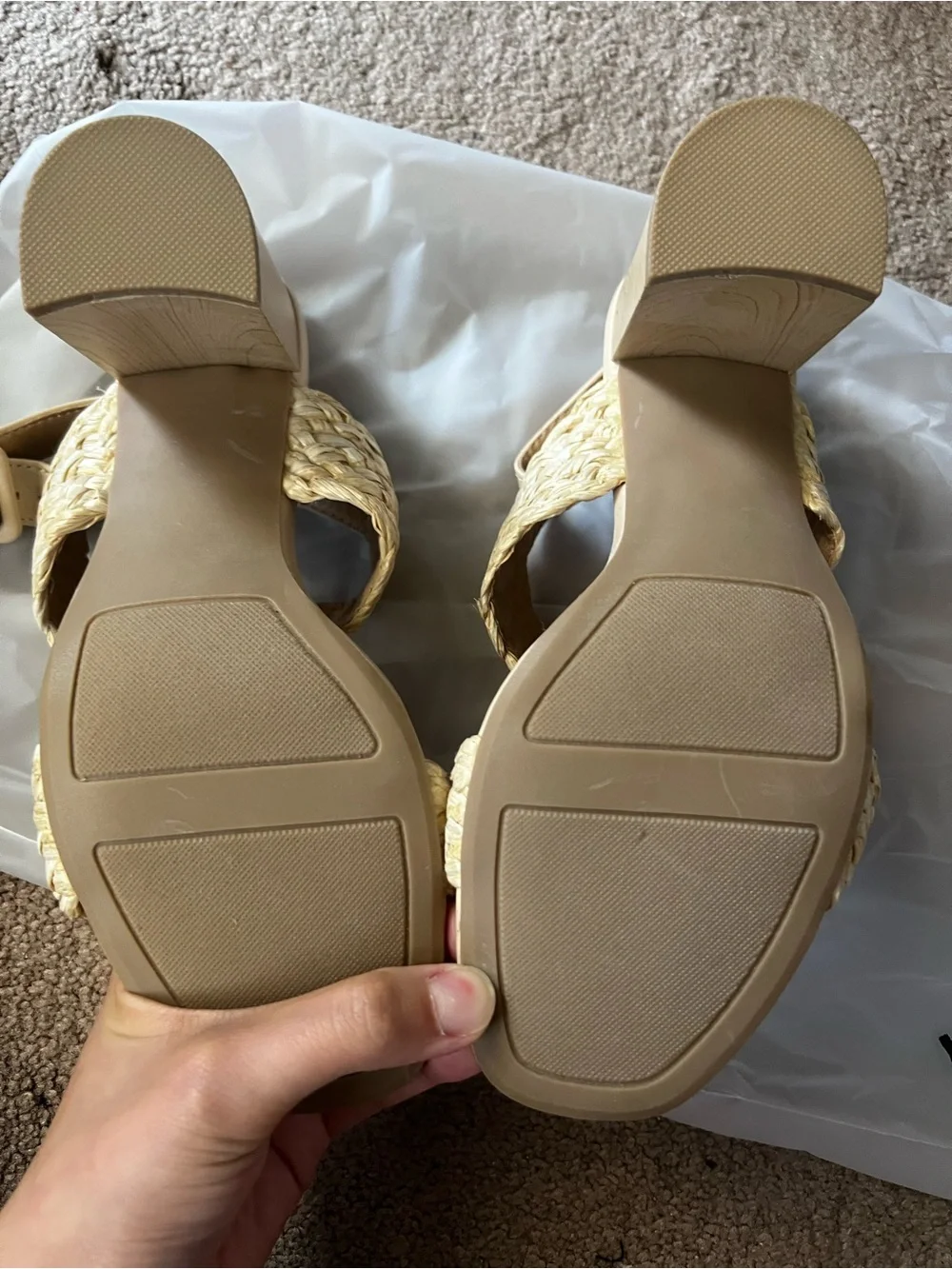 LC Lauren Conrad Cream Braided Wedge Sandals